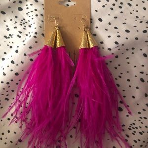 Pink feather earrings